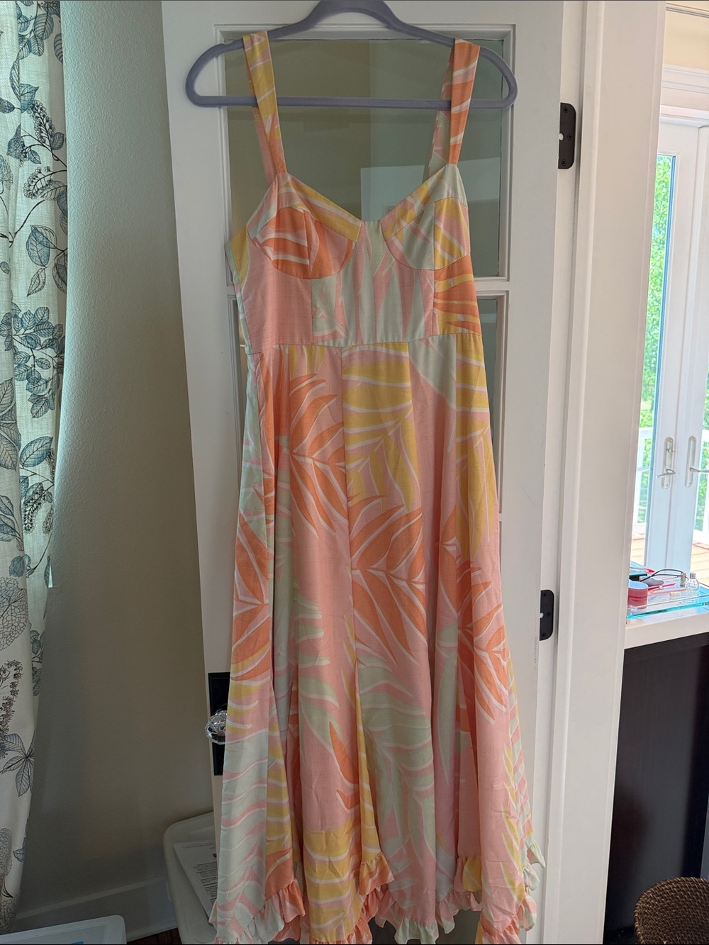 Hutch women’s Pastel Pink & Yellow Tropical Maxi Dress